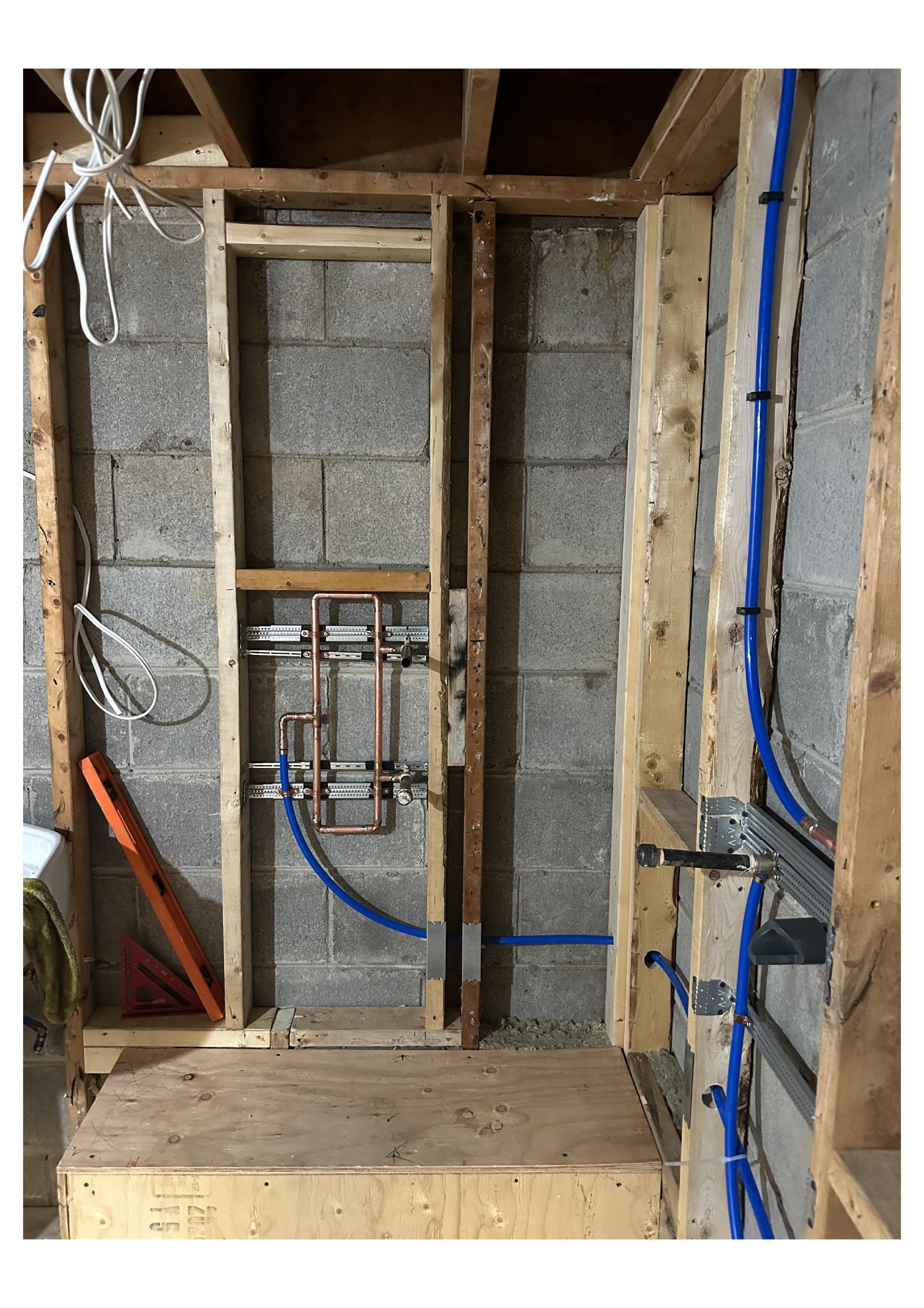 Rough-in copper and PEX pipe framing during a bathroom renovation in the GTA