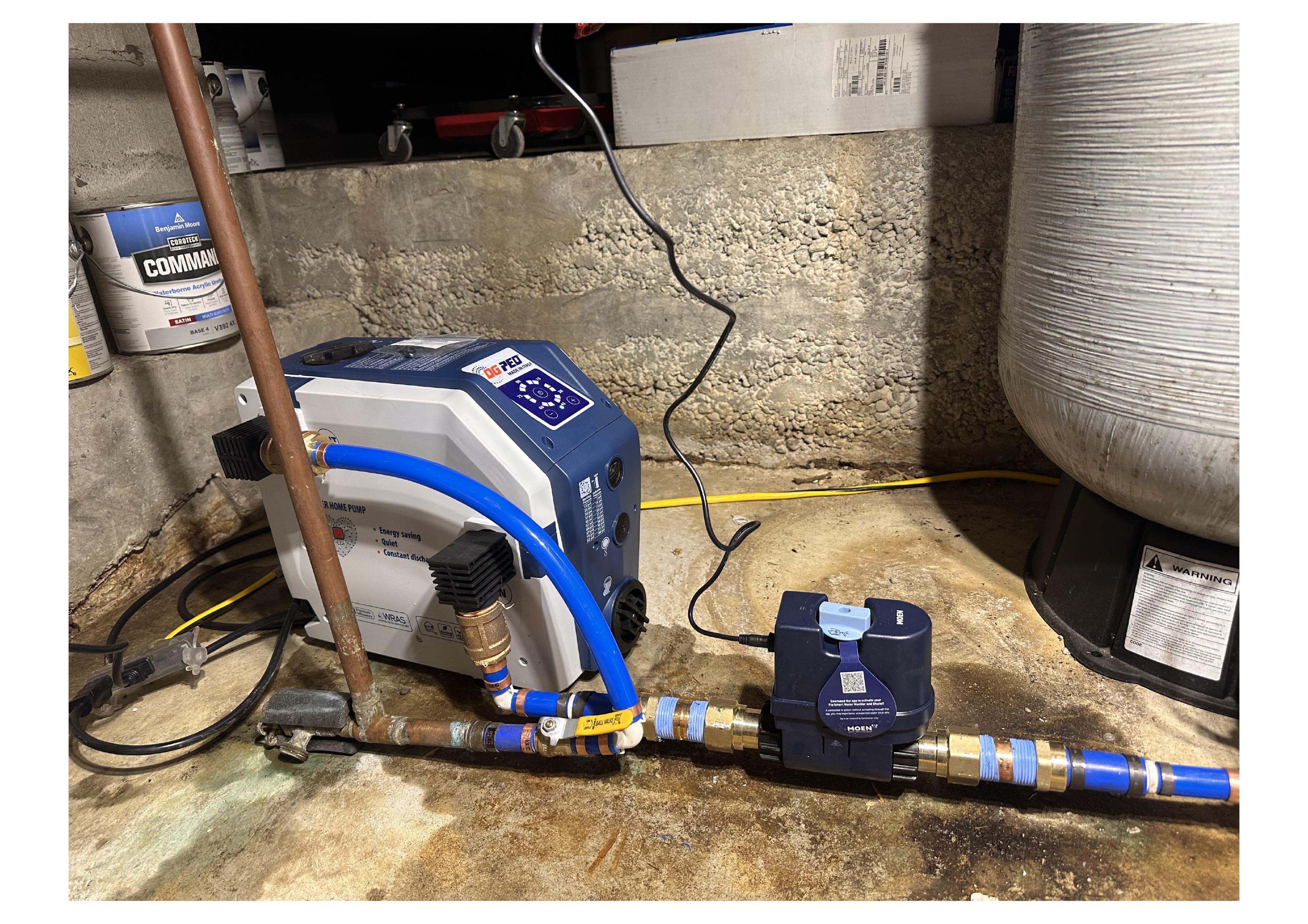 Plumbing rough-in with PEX water lines run through wall framing